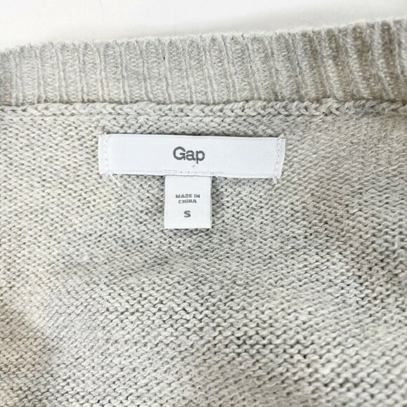 Gap Long Sleeve Pullover Sweater Womens S Gray Wool Blend Crew Neck Cut-out - Picture 3 of 7